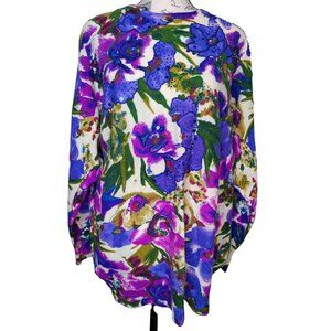 Eminent Vintage Medium Sweater, Purple Sequin Beaded Flower, Lambswool Soft